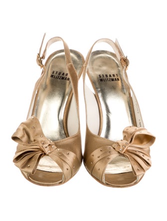 Stuart Weitzman Satin Printed Slingback Sandals
