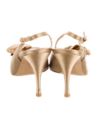 Stuart Weitzman Satin Printed Slingback Sandals