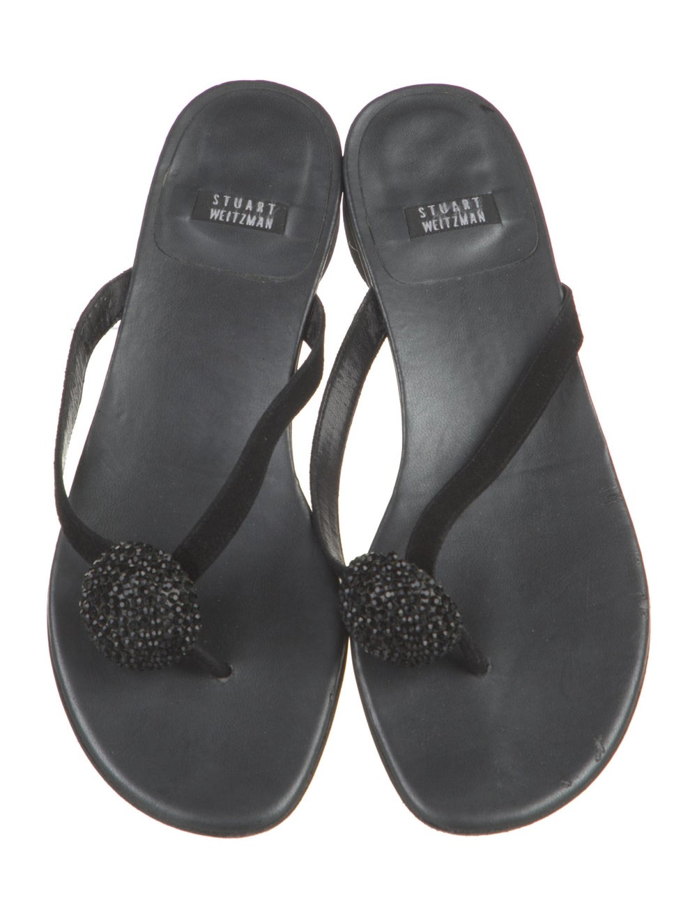 Stuart Weitzman Suede Slides Black - image 3