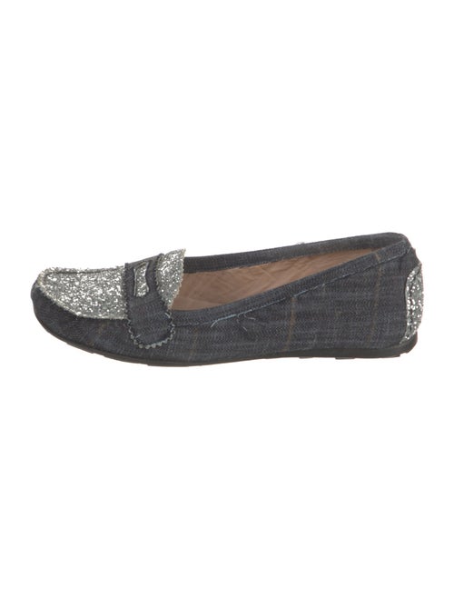 Stuart Weitzman Denim Glitter Accents Loafers