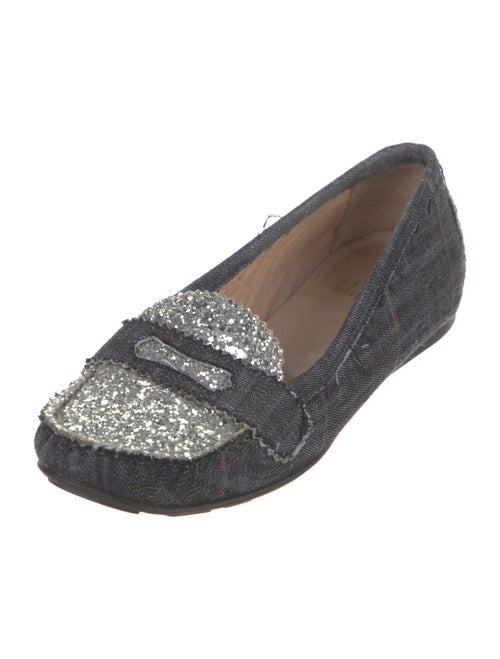 Stuart Weitzman Denim Glitter Accents Loafers