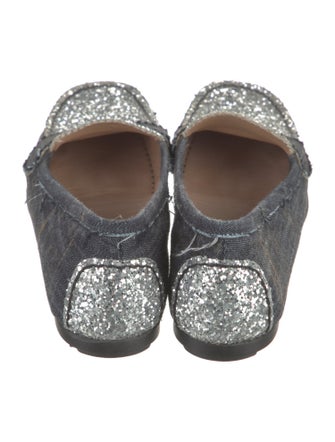 Stuart Weitzman Denim Glitter Accents Loafers