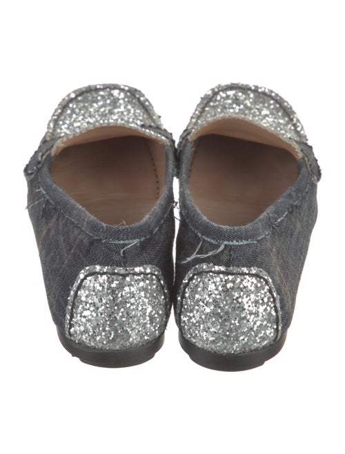 Stuart Weitzman Denim Glitter Accents Loafers