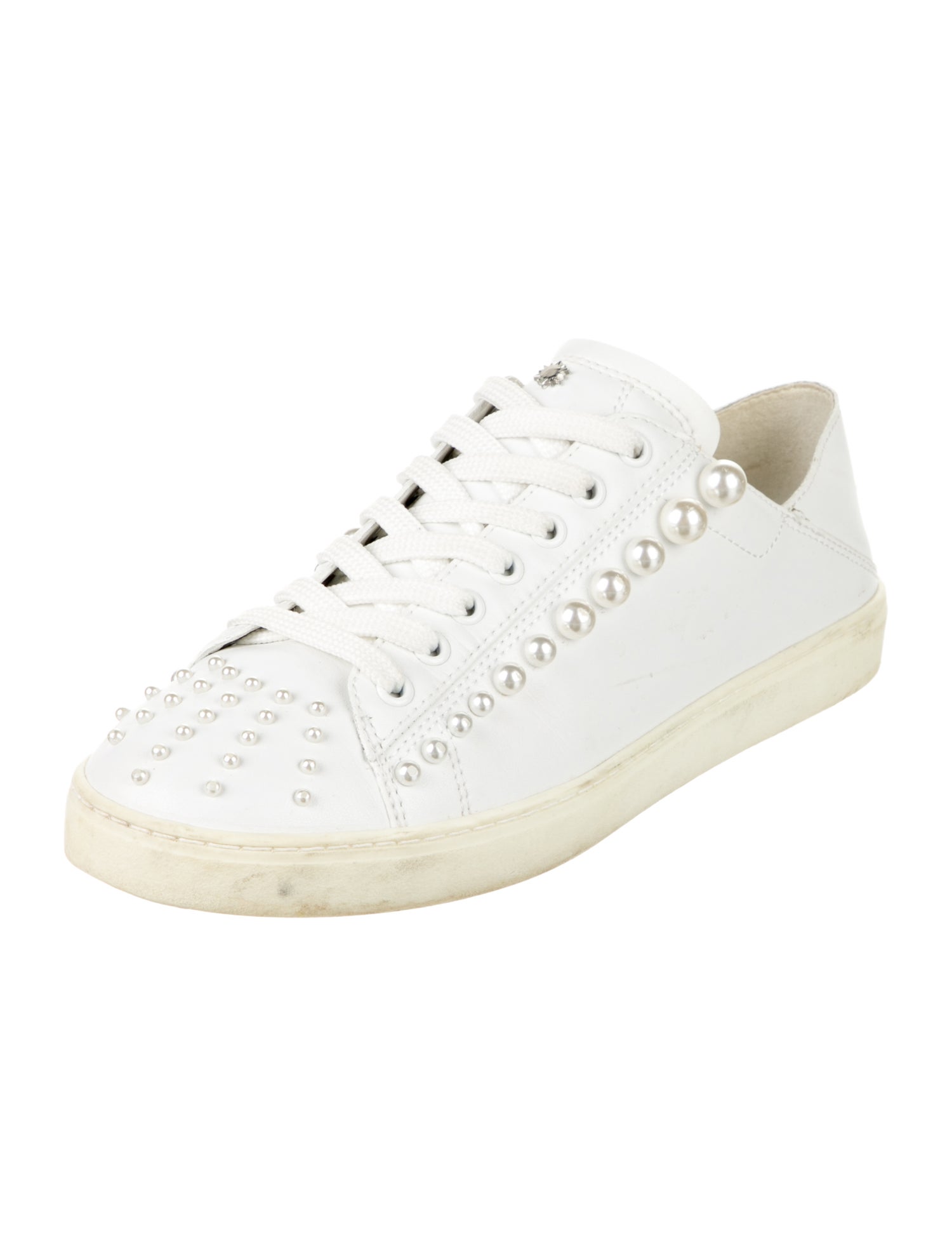 Stuart Weitzman Leather Studded Accents Sneakers