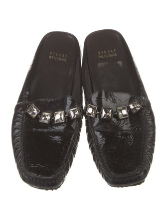 Stuart Weitzman Patent Leather Crystal Embellishments Mules