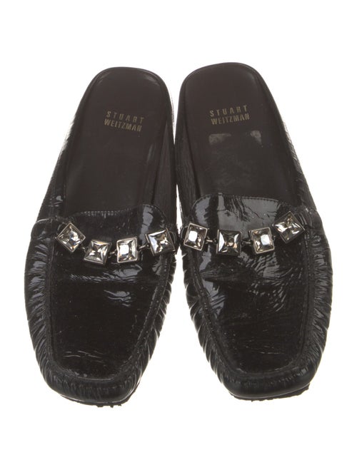 Stuart Weitzman Patent Leather Crystal Embellishments Mules