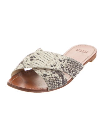 Stuart Weitzman Leather Animal Print Slides