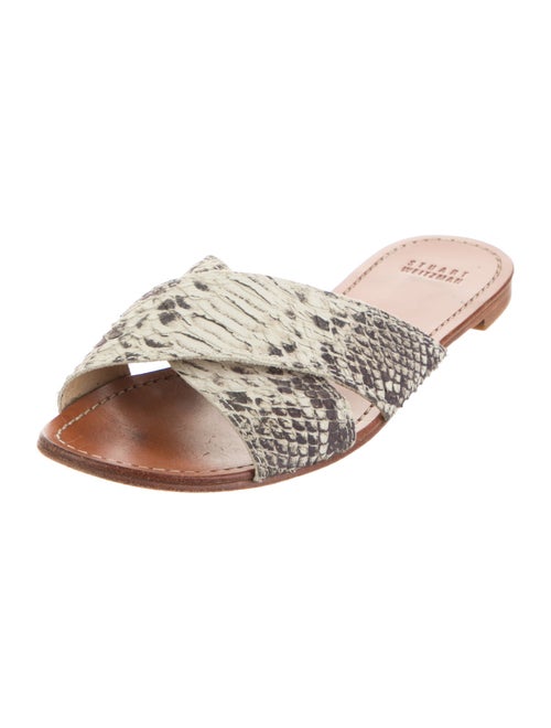 Stuart Weitzman Leather Animal Print Slides