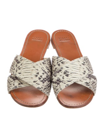 Stuart Weitzman Leather Animal Print Slides