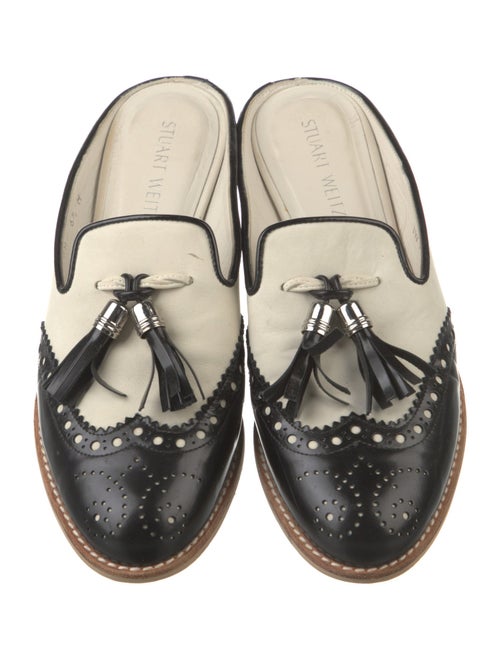 Stuart Weitzman Leather Tassel Accents Mules