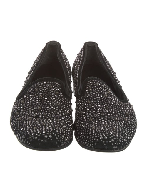 Stuart Weitzman Suede Crystal Embellishments Loafers