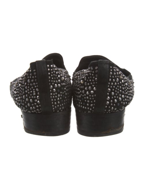 Stuart Weitzman Suede Crystal Embellishments Loafers