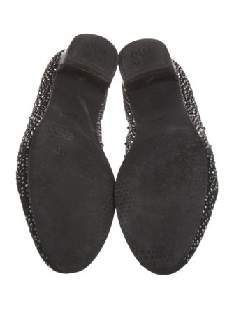 Stuart Weitzman Suede Crystal Embellishments Loafers
