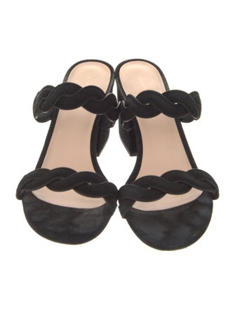 Stuart Weitzman Suede Braided Accents Slides