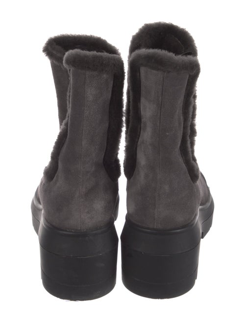 Stuart Weitzman Suede Faux Fur Trim Chelsea Boots