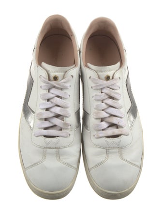 Stuart Weitzman Leather Glitter Accents Sneakers