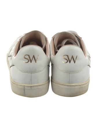 Stuart Weitzman Leather Glitter Accents Sneakers