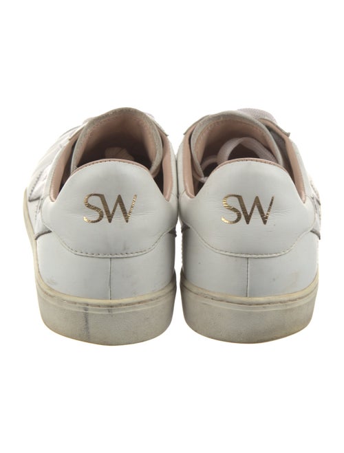 Stuart Weitzman Leather Glitter Accents Sneakers