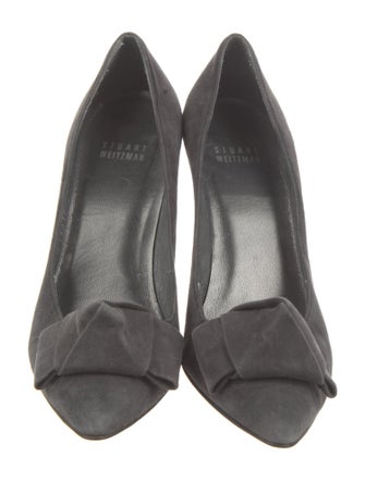 Stuart Weitzman Suede Bow Accents Pumps