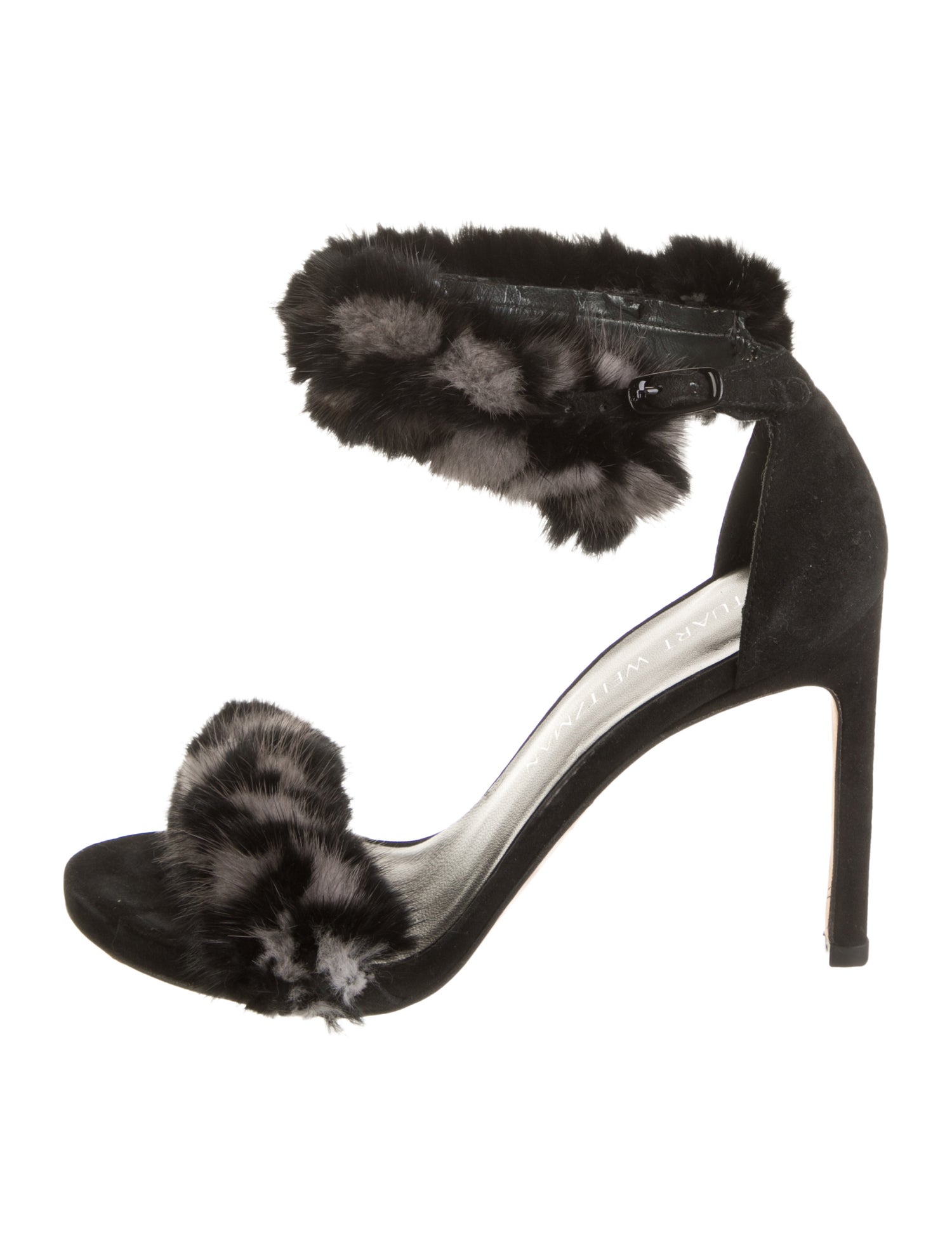 Stuart Weitzman Faux Fur Animal Print Sandals