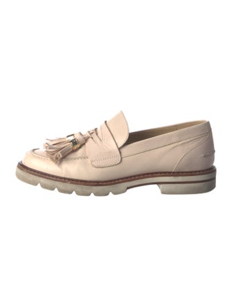 Stuart Weitzman Leather Tassel Accents Loafers