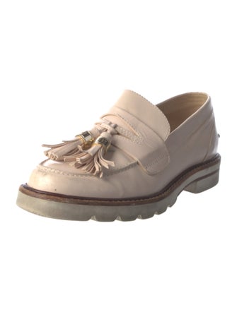 Stuart Weitzman Leather Tassel Accents Loafers
