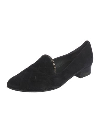 Stuart Weitzman Suede Chain-Link Accents Loafers