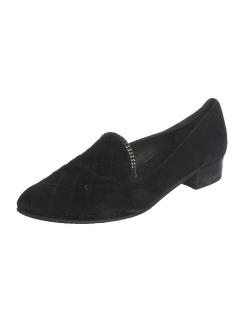 Stuart Weitzman Suede Chain-Link Accents Loafers