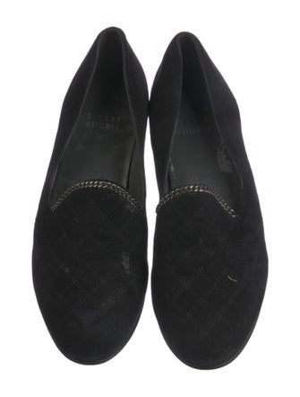 Stuart Weitzman Suede Chain-Link Accents Loafers