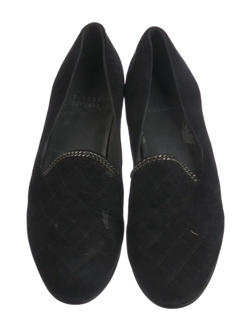 Stuart Weitzman Suede Chain-Link Accents Loafers