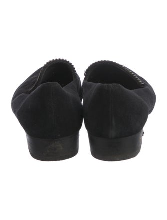 Stuart Weitzman Suede Chain-Link Accents Loafers