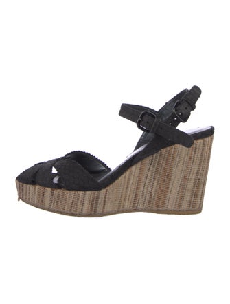 Stuart Weitzman Embossed Leather Slingback Sandals