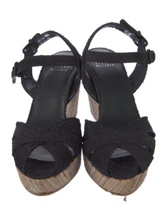 Stuart Weitzman Embossed Leather Slingback Sandals
