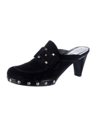 Stuart Weitzman Suede Studded Accents Mules