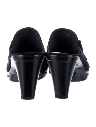 Stuart Weitzman Suede Studded Accents Mules