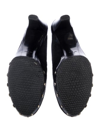 Stuart Weitzman Suede Studded Accents Mules