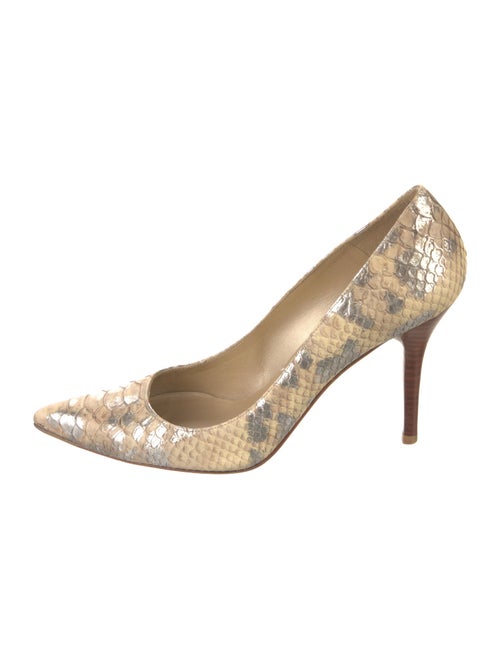 Stuart Weitzman Snakeskin Floral Print Pumps