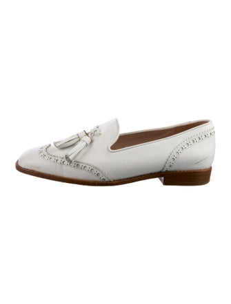Stuart Weitzman Leather Tassel Accents Loafers