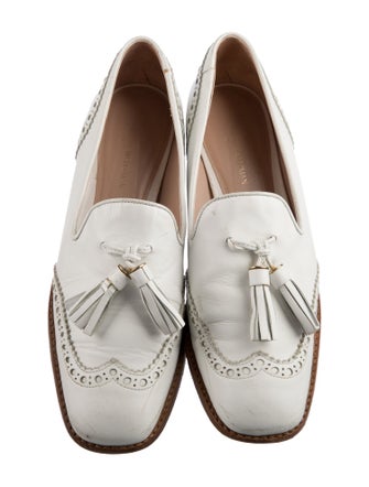 Stuart Weitzman Leather Tassel Accents Loafers