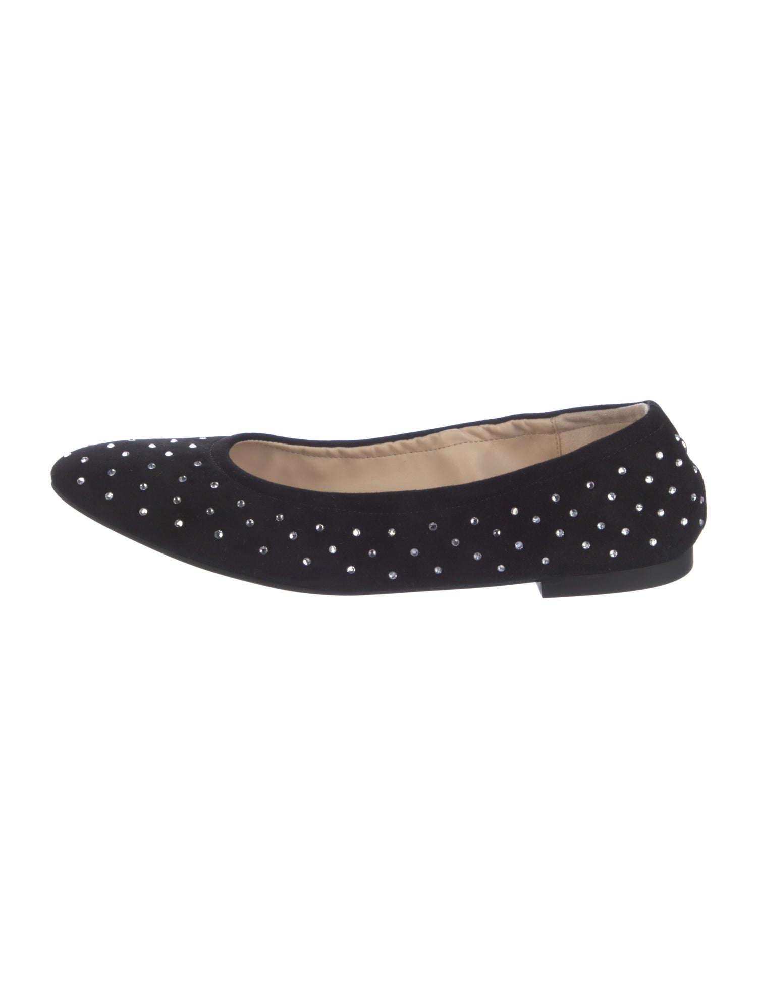 Stuart Weitzman Suede Crystal Embellishments Ballet Flats