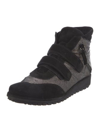 Stuart Weitzman Suede Colorblock Pattern Wedge Sneakers