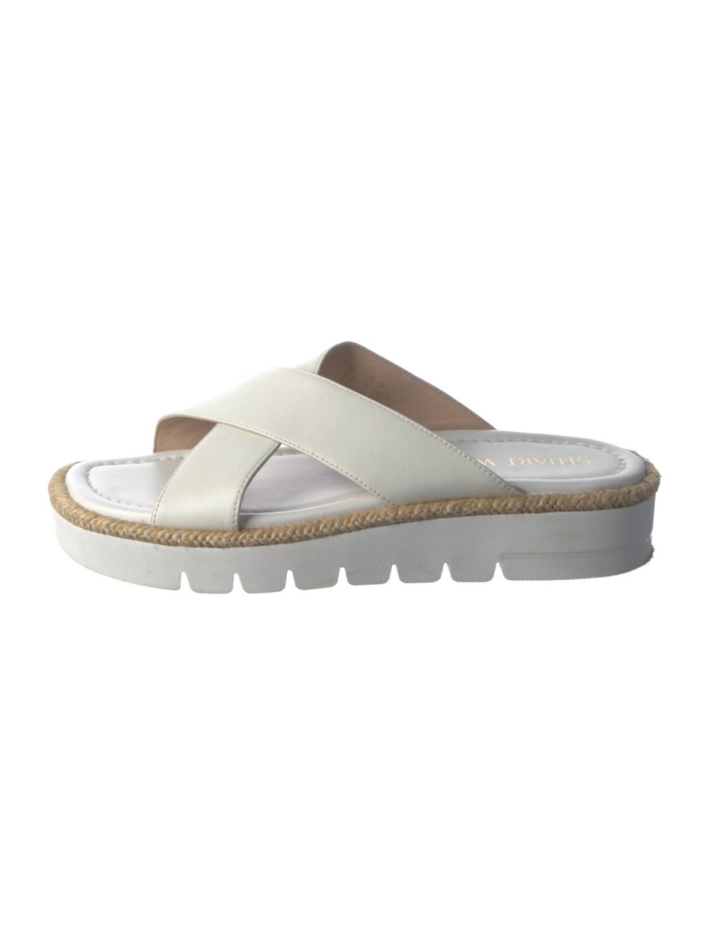 Stuart Weitzman Leather Slides White Crossover St… - image 1