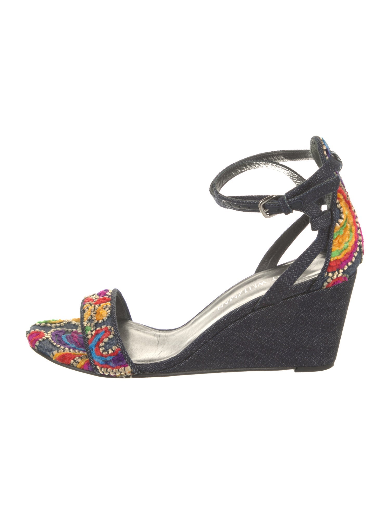 Stuart Weitzman Denim Floral Print Espadrilles