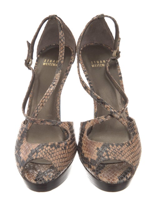 Stuart Weitzman Leather Animal Print T-Strap Pumps