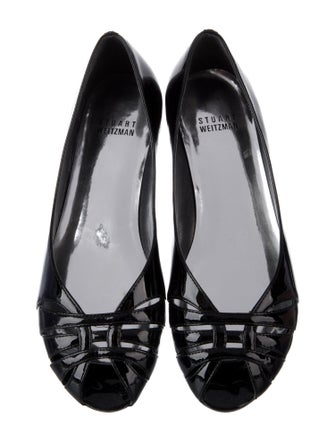 Stuart Weitzman Patent Leather Cutout Accent Flats