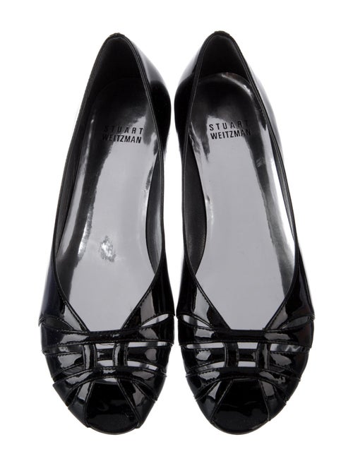 Stuart Weitzman Patent Leather Cutout Accent Flats