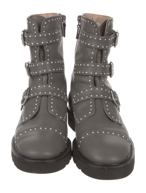 Stuart Weitzman Leather Studded Accents Combat Boots