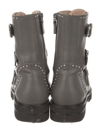 Stuart Weitzman Leather Studded Accents Combat Boots