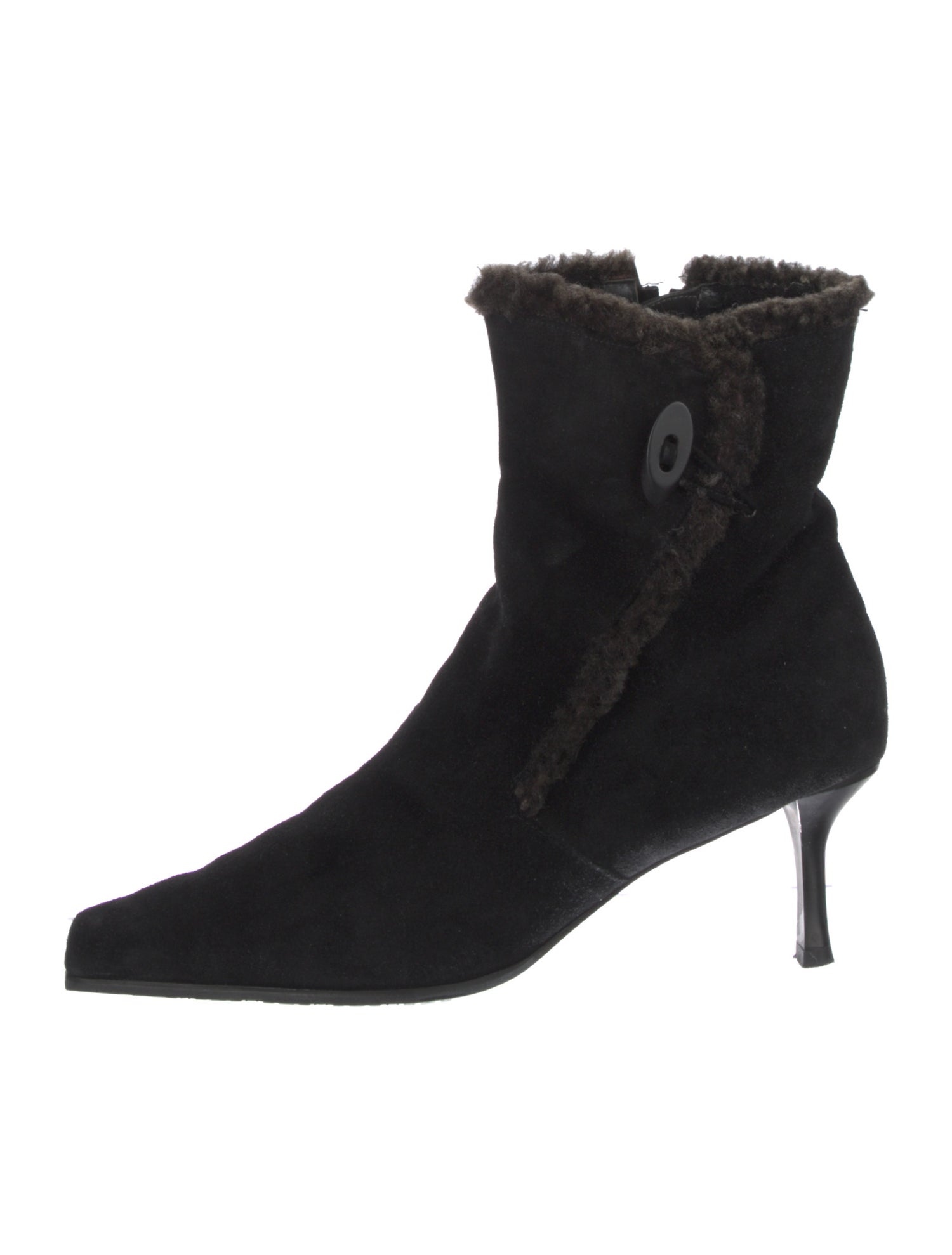 Stuart Weitzman Suede Fur Trim Boots