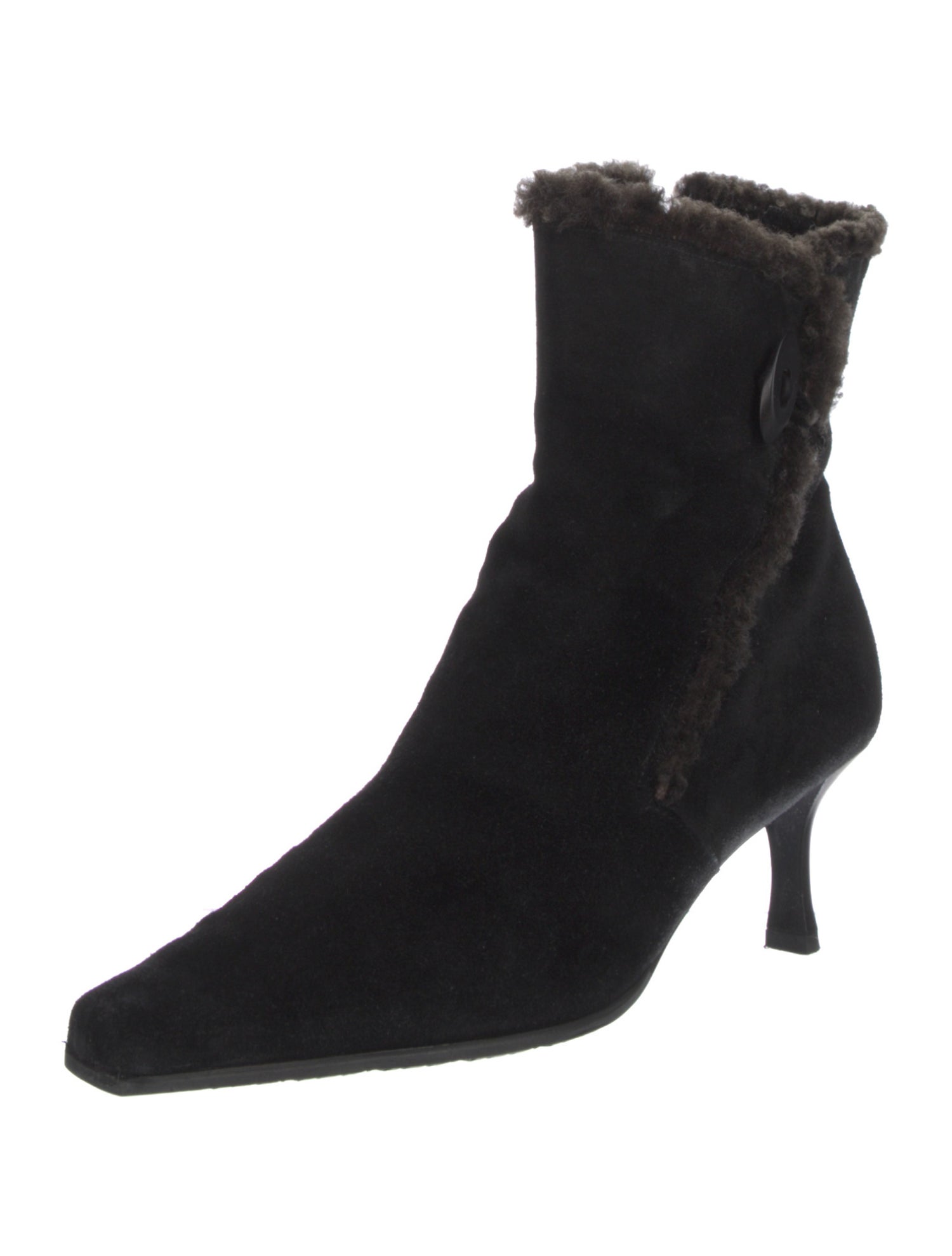 Stuart Weitzman Suede Fur Trim Boots